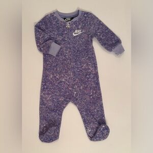 Nike Lavender Mottled Fleece Zipped Footie 6M EUC